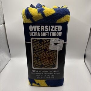 University Of Michigan U Of M Oversized Super Plush Blanket 50" x70" NEW